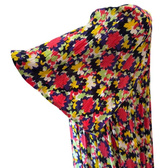 Go Softly Patio Floral Midi Dress w/ Ruffled Hem & Short Sleeves 100% Rayon Sz L - Picture 4 of 6